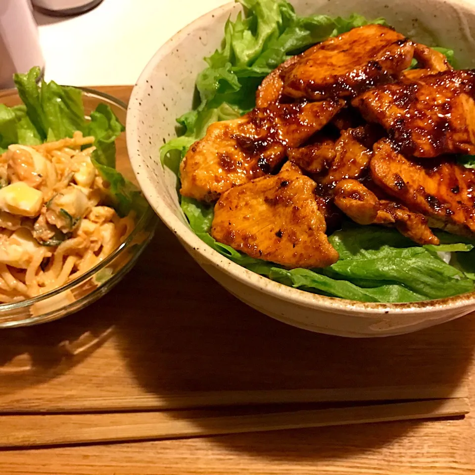 焼肉のタレで焼き鳥丼プレート(◍•ڡ•◍)❤|いつみさん