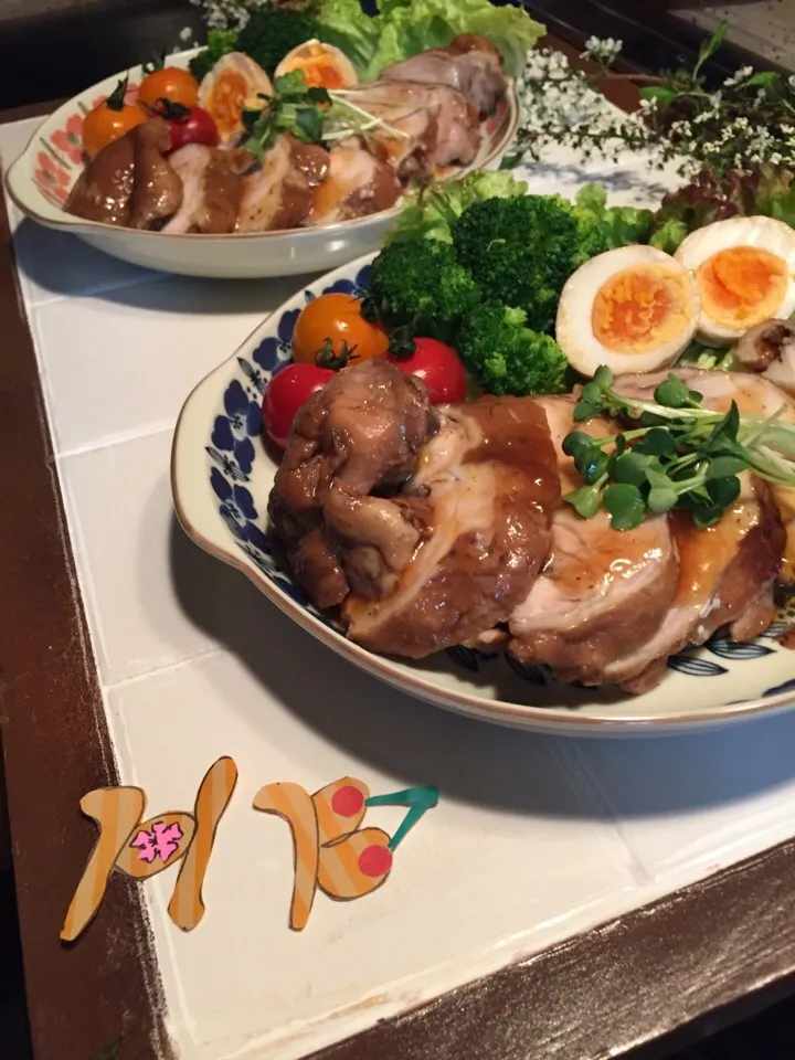 Snapdishの料理写真:ともちゃん👩🍒💕鶏肉の紅茶煮🎵お誕生日おめでとう〜🎉✨✨|ボンバーさん