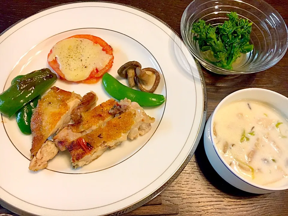 グリルチキン&野菜
菜の花のおひたし
クラムチャウダースープ|カドラさん