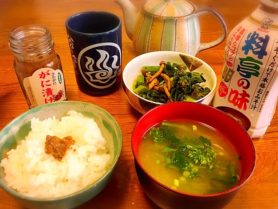 マルコメさんの液みそで、菜の花の味噌汁|巧亭さん