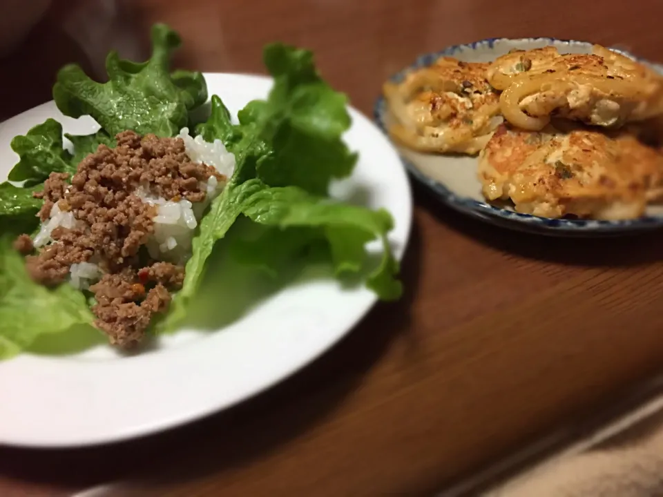 ・ひき肉甘辛炒めとご飯のレタス包み
・うどん餃子|まるちゃんさん