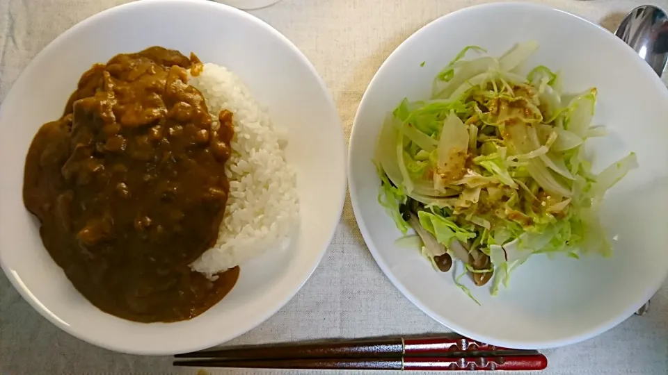 お母さんのカレーとキャベツのサラダ|やのさん