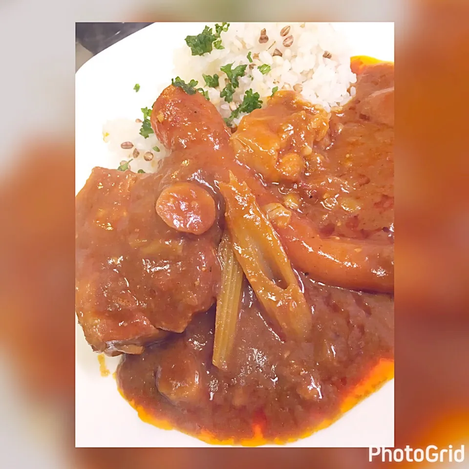 自家製カレースパイスで豚バラ肉塊のゴロリンカレー♪ナイフとフォークでどうぞ!!|key♪さん