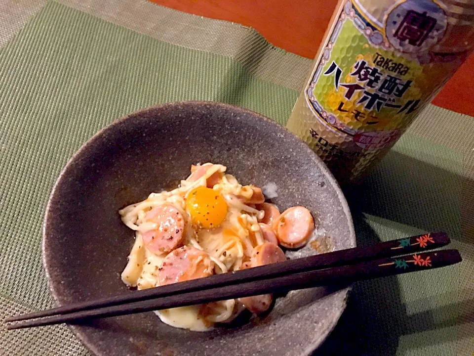 Midnight🌙mushrooms Carbonara🍳真夜中のえのきde豆乳カルボ|🌈Ami🍻さん