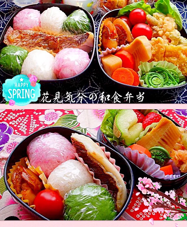 Snapdishの料理写真:3色おむすびでお花見気分の和食弁当#お花見弁当 #女子高生弁当#男子高校生弁当|Blueberry🫐さん