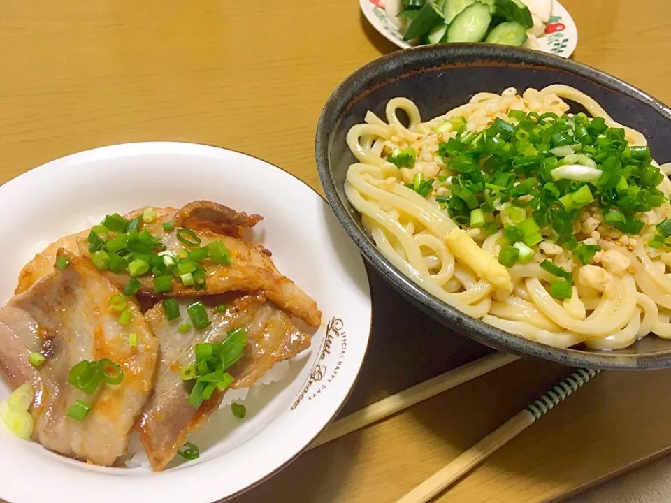 釜玉うどんと豚丼|友美さん