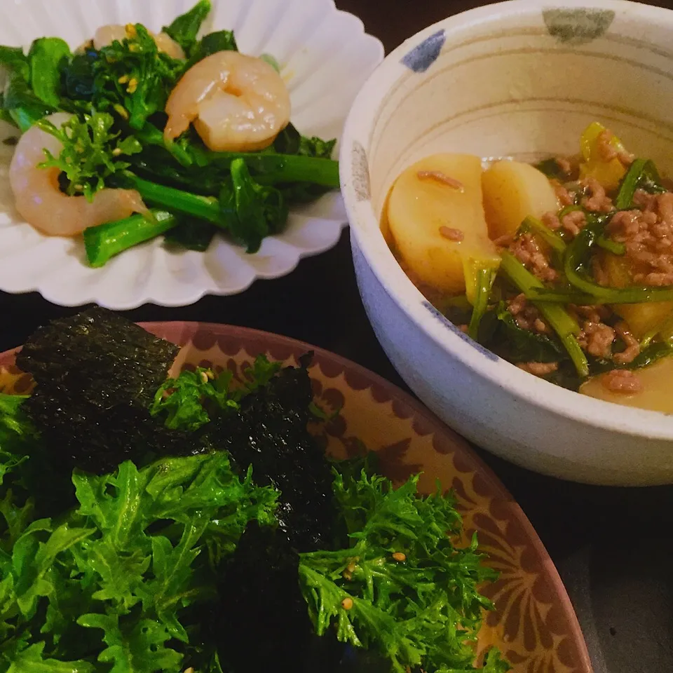 朝市でみつけた菜の花とかぶとわさび菜で|優花さん