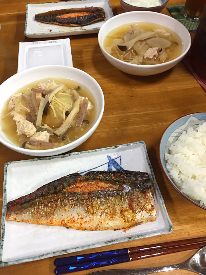 Snapdishの料理写真:#新玉スープ、#さばメンタイ*\(^o^)/*|すかラインさん