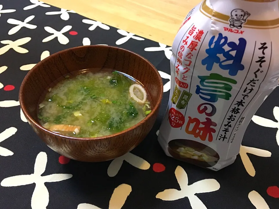 マルコメ 液みそ 料亭の味で美味しいアオサのお味噌汁がすぐに食卓に♪|こぐまさん