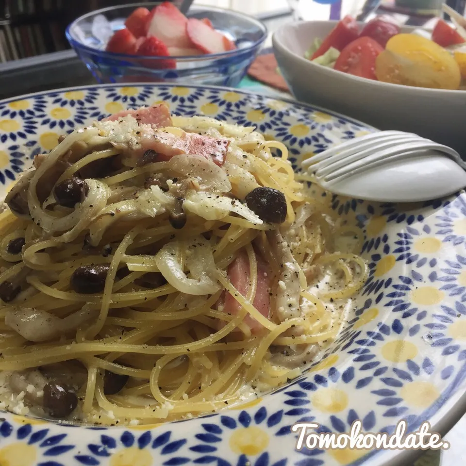 ベーコンと新玉ねぎのクリームパスタ🍝♡|🇯🇵ともこちゃん。さん