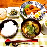 Snapdishの料理写真:晩御飯
#角煮
#白和え
#茶碗蒸し|あこさん