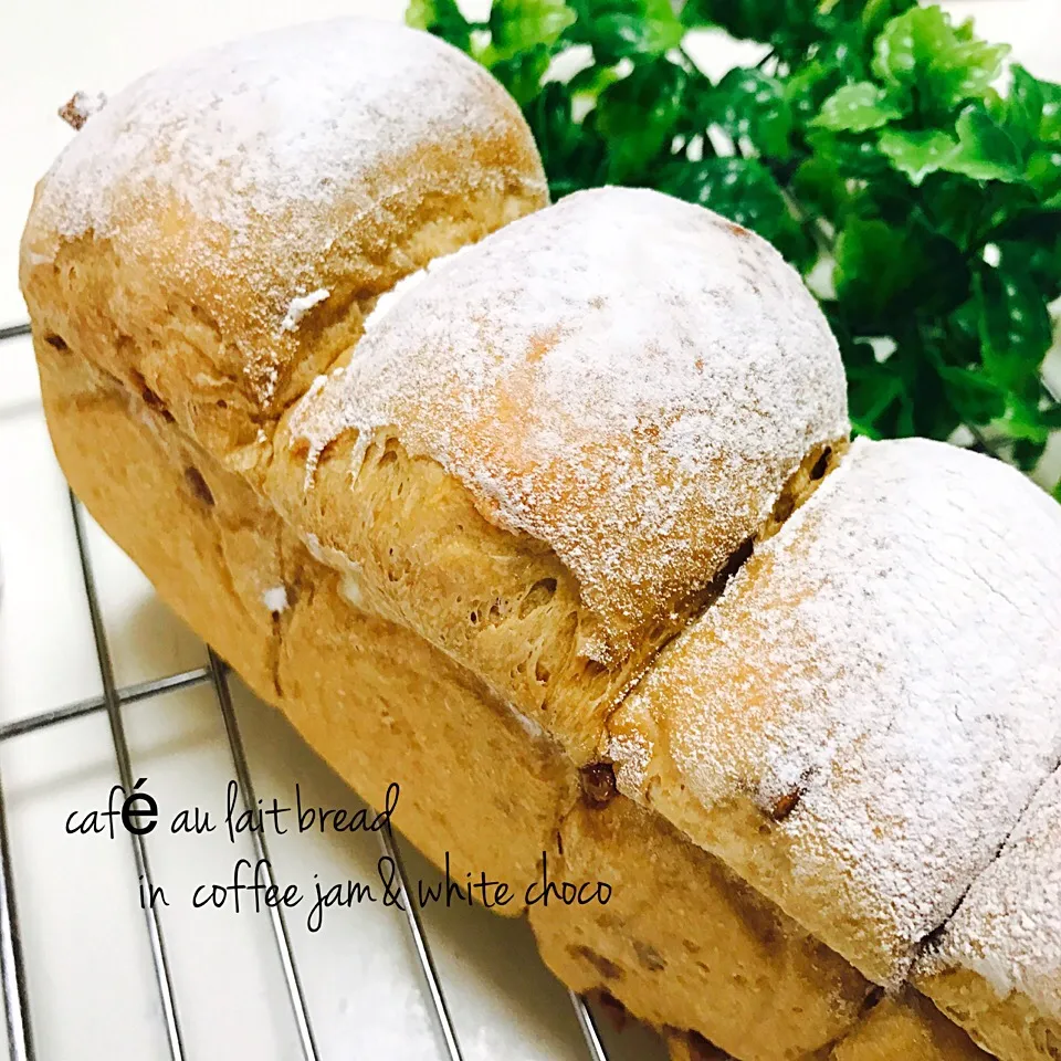 Snapdishの料理写真:昨日焼いたやつ♡
コーヒー粒ジャムとホワイトチョコチップ入りのカフェオレパン！|みーちゃん(*´∀`)♪さん