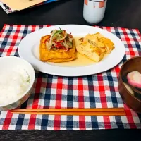 Snapdishの料理写真:20170327 焼いただけ厚揚げステーキ 南蛮野菜乗せ|pecopecoさん