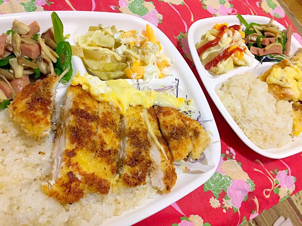 Snapdishの料理写真:カツチキプレートランチ|まあるさん