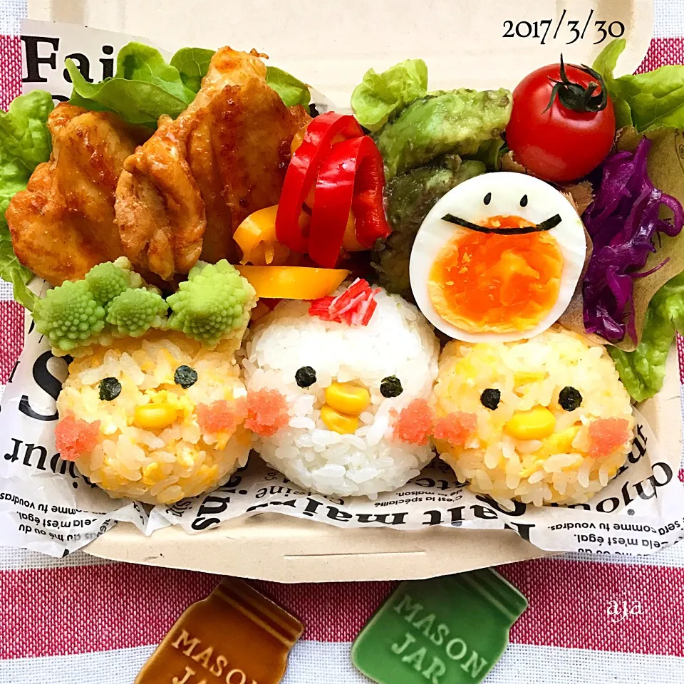 にわとり親子のおにぎり弁当🐔🐤|ajaさん