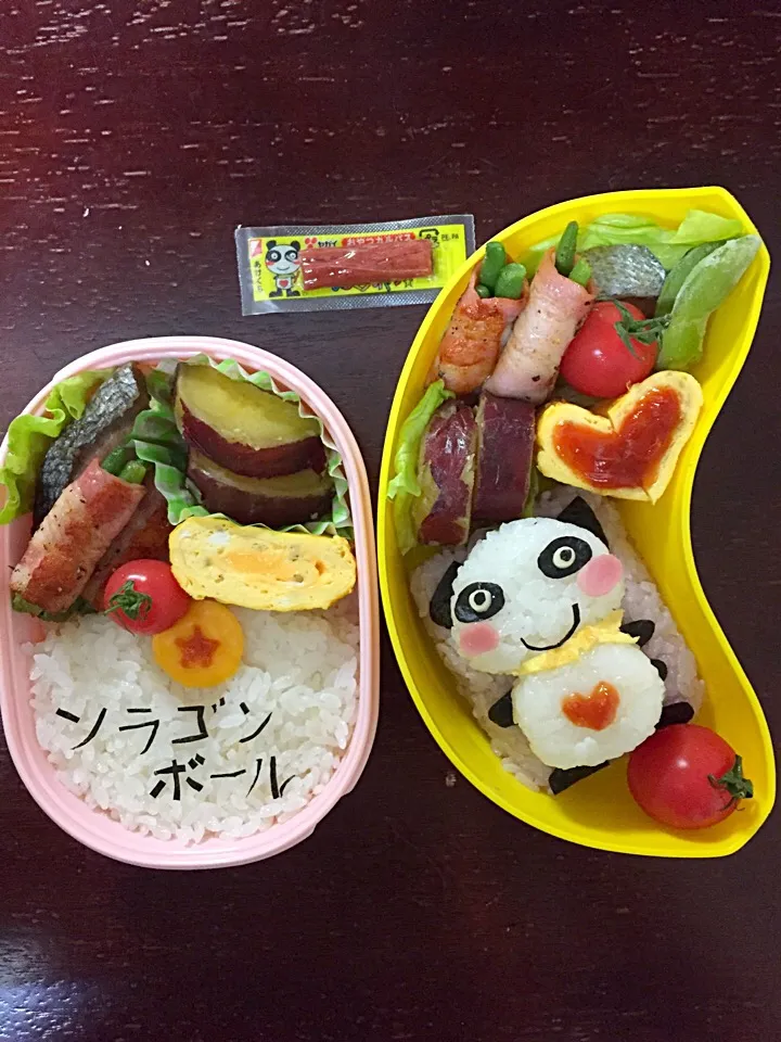 Snapdishの料理写真:長男文字弁当
次男おやつカルパス弁当|Erikoさん