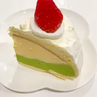 Snapdishの料理写真:抹茶とバニラのアイスクリームケーキ|ねんねさん