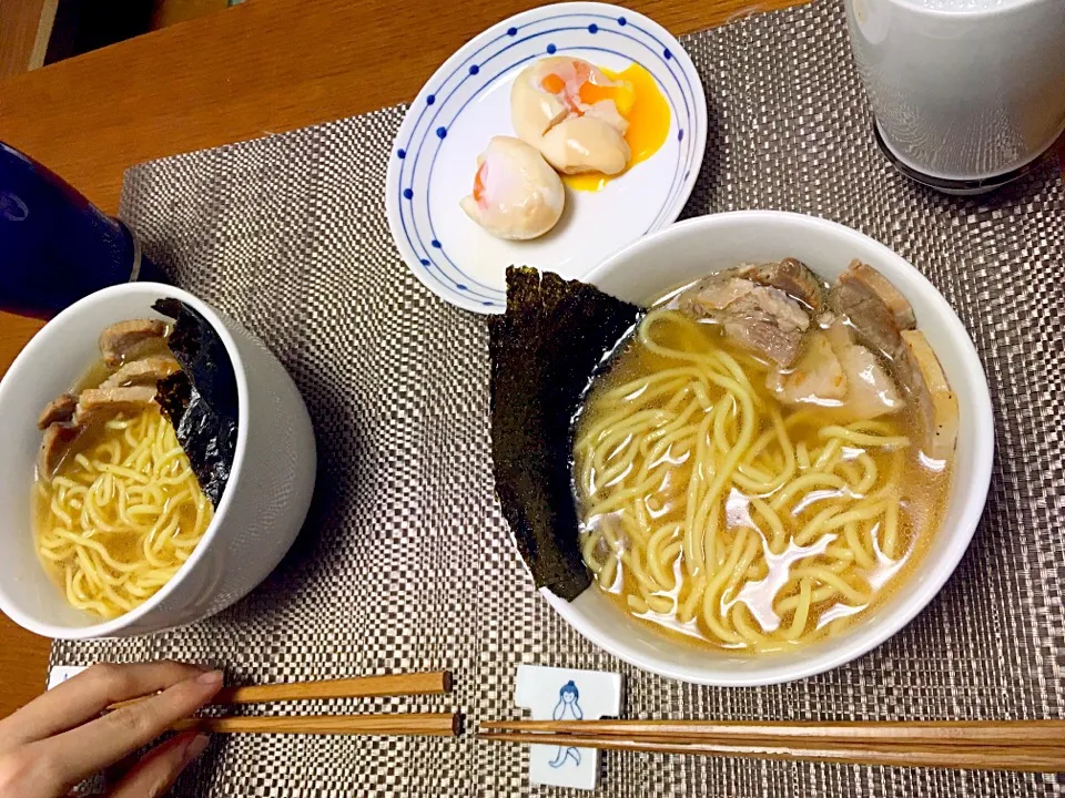 Snapdishの料理写真:#富山白えびラーメン #チャーシュー #味玉
手作りチャーシューデビュー、少し豚くさい。。？難しい。。|hhhさん