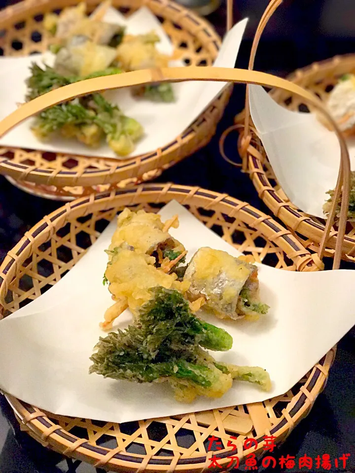 今年も裏庭に実った 
たらの芽🌱
そして
太刀魚に、大葉と梅肉を巻いて
天麩羅にしました😊|maromaronyankoさん