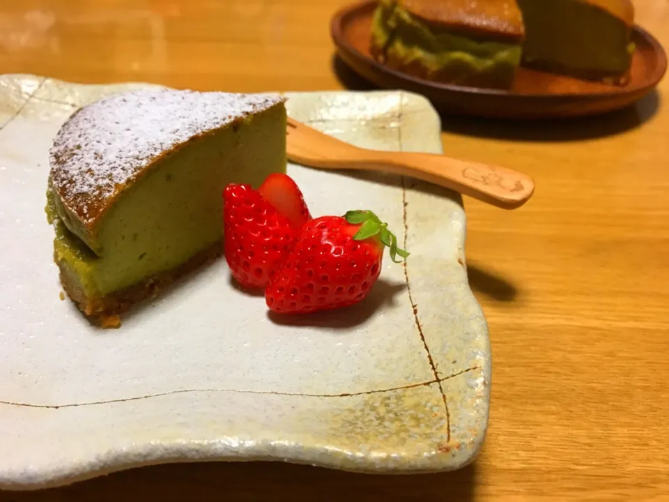 Snapdishの料理写真:チーズケーキin抹茶|shaunさん