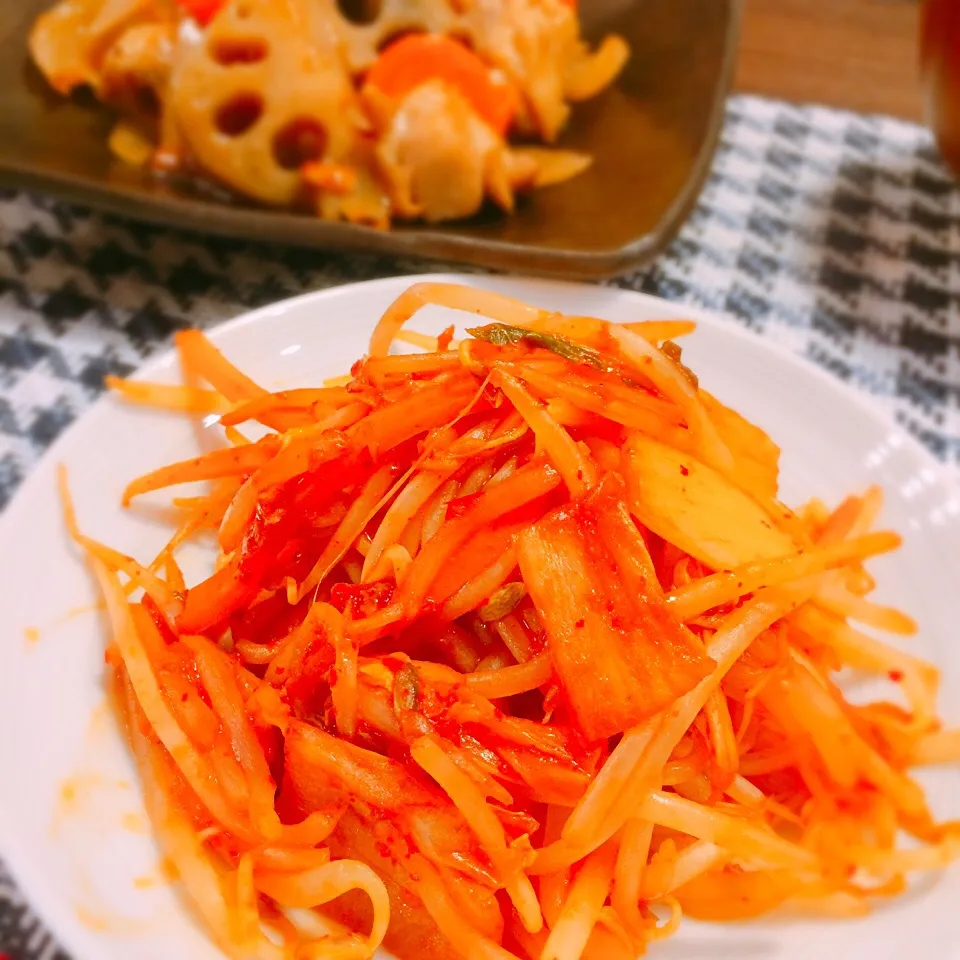 もやしとキムチのピリ辛炒め🌶🌶🌶🍳|🍎ゆかりんご🍎さん