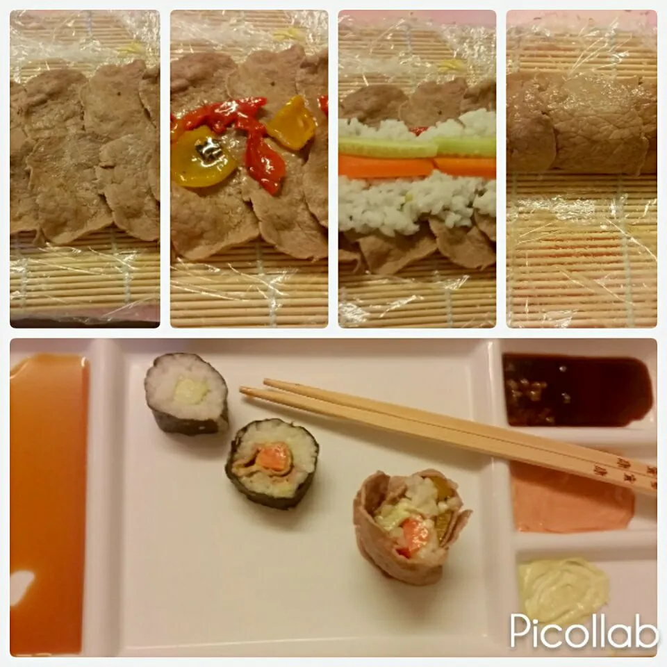 rolled Sushi Variation 🍣
cucumber sushi, meat roll, 
meat curry carrot roll|Najeskaさん