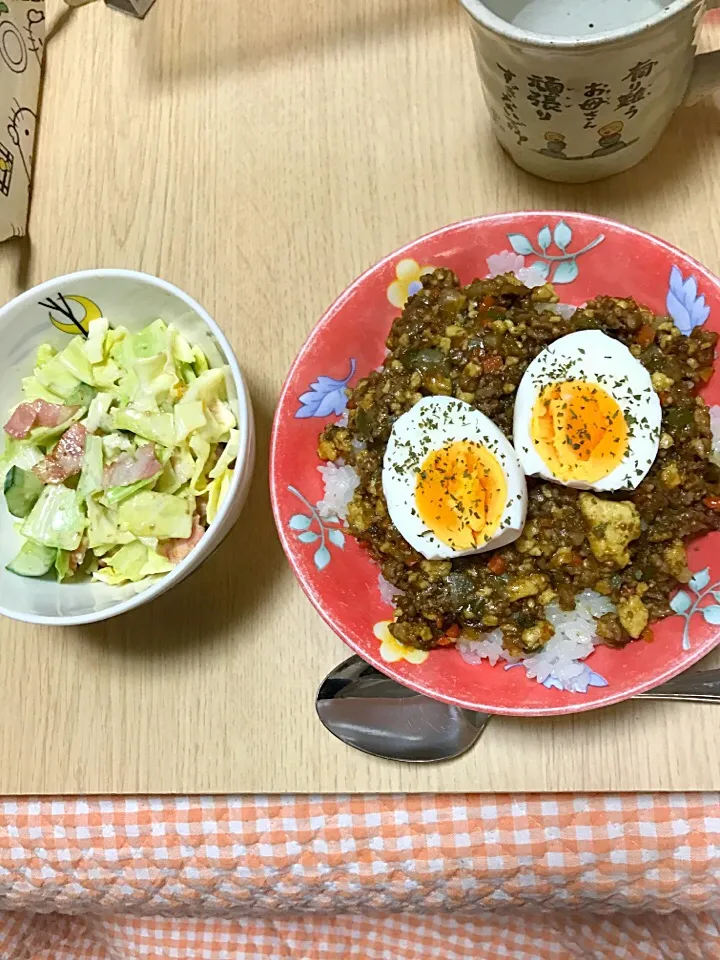 ドライカレー&チョップドサラダ|まぬさん