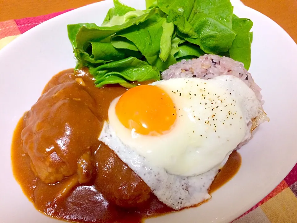 煮込みハンバーグのロコモコ丼|みささん