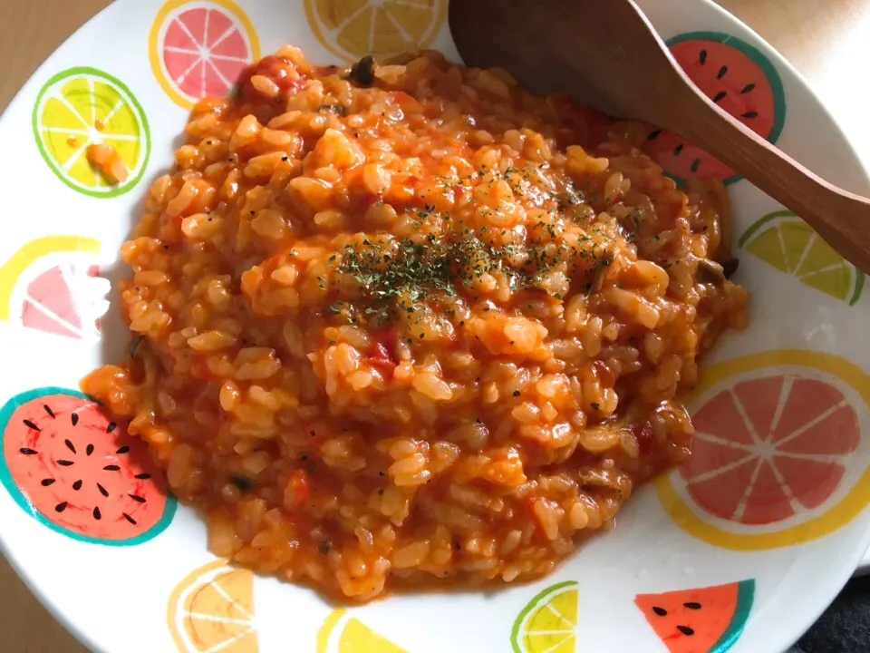 トマトチーズリゾット🍅|まゆげさん