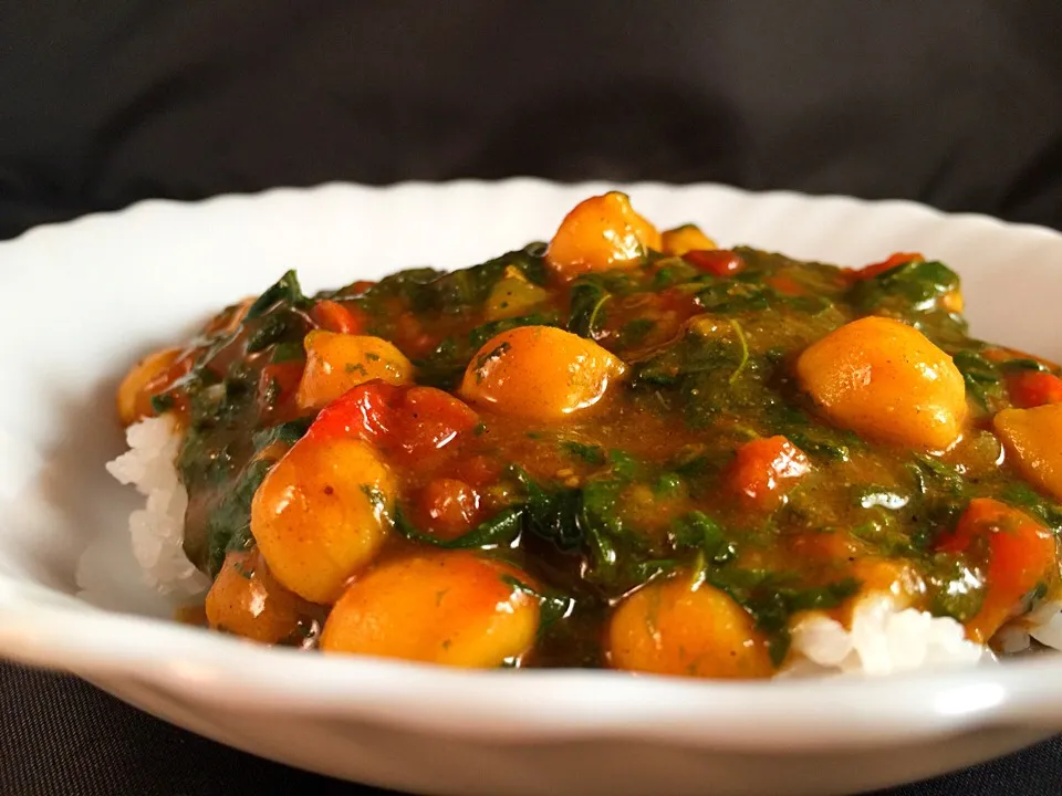 Spinach And Garbanzo Bean Curry For Meatless Monday|mamaeriさん