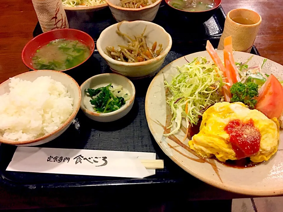 食べごろのオムレツハンバーグ定食|みやもささん