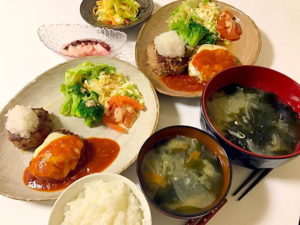 Snapdishの料理写真:#ハンバーグ晩御飯|ゆりえさん