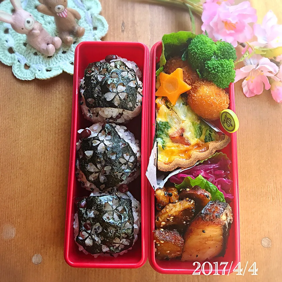 娘のお弁当2017.4.3(✿´ ꒳ ` )🌸|ばろんさん