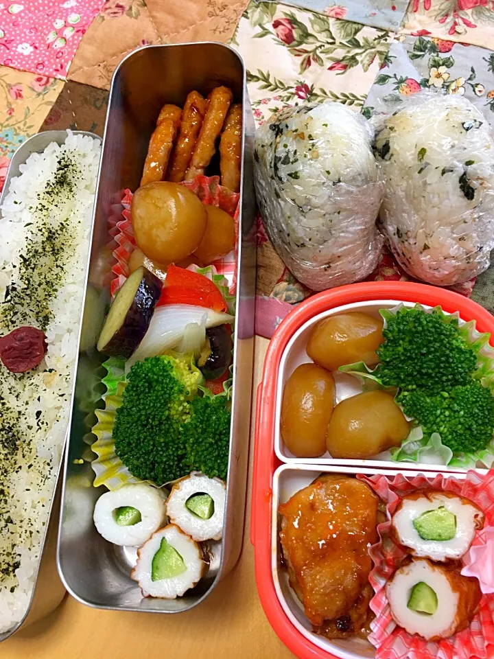 Snapdishの料理写真:ポークチャップ 玉こんにゃく ブロッコリー 野菜のマリネ ちくわきゅうり弁当。|Kumiko Kimuraさん