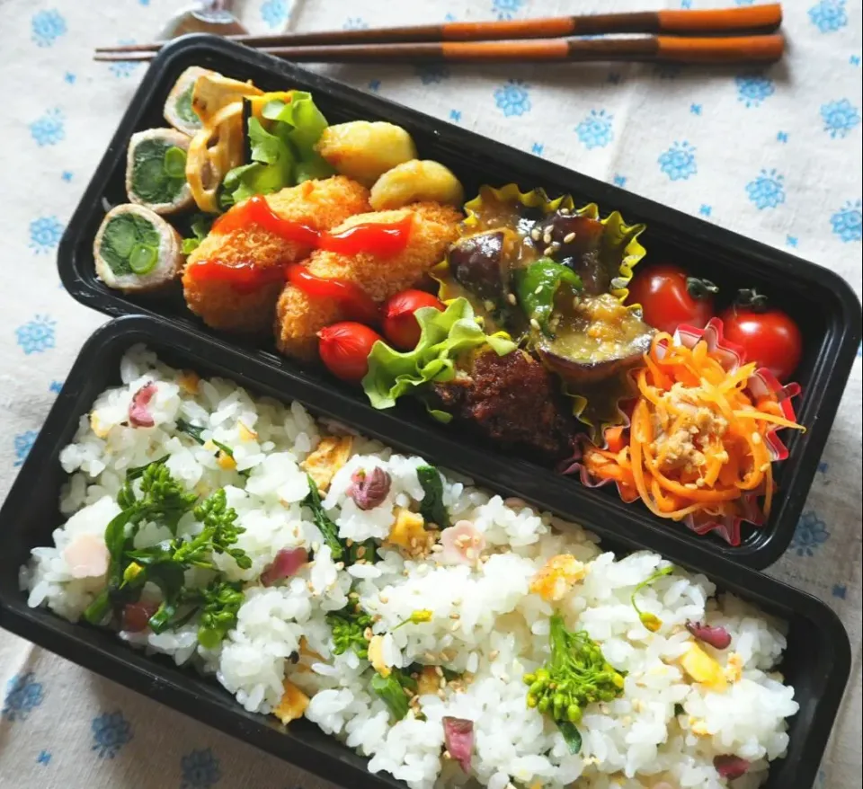 庭の菜の花摘んで 菜の花弁当🍱|minさん