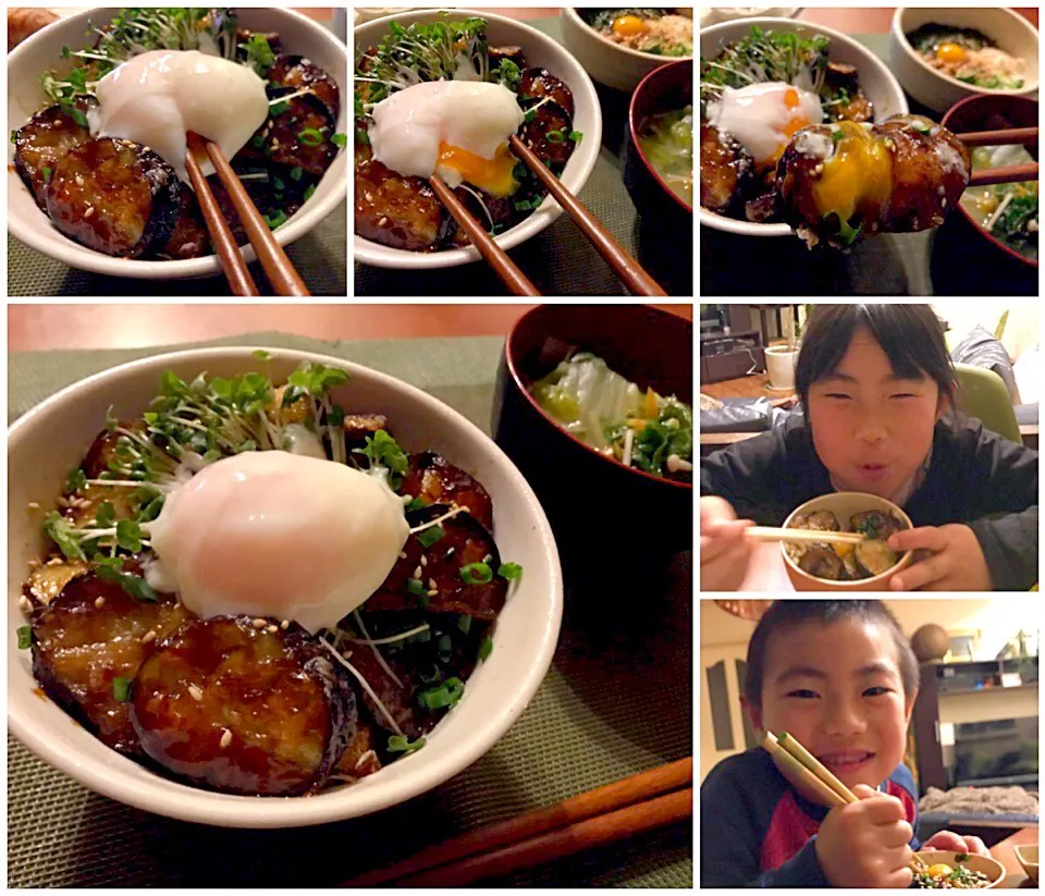 Snapdishの料理写真:MMasahiro's Teriyaki bowl of egg&eggplant🍻もっちぃさんの茄子の照り玉どぉ〜んw|🌈Ami🍻さん