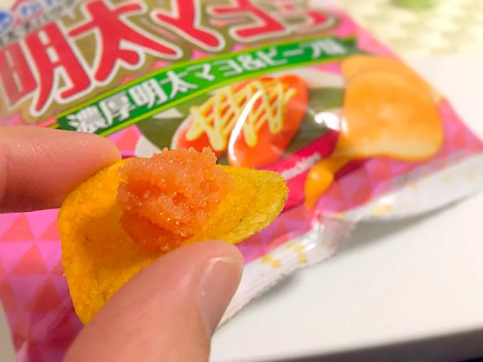 明太スナック菓子にマジ博多の明太子を乗っけてみました(*≧∀≦*)|まる丸 kichenさん