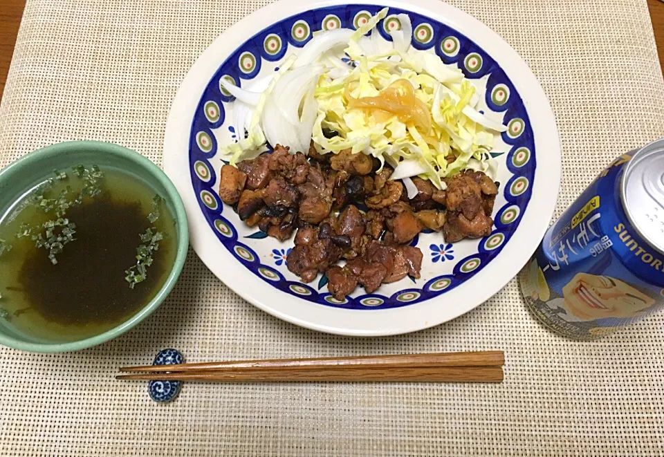 #レトルトご飯
#焼き鳥 #もずくスープ|hhhさん