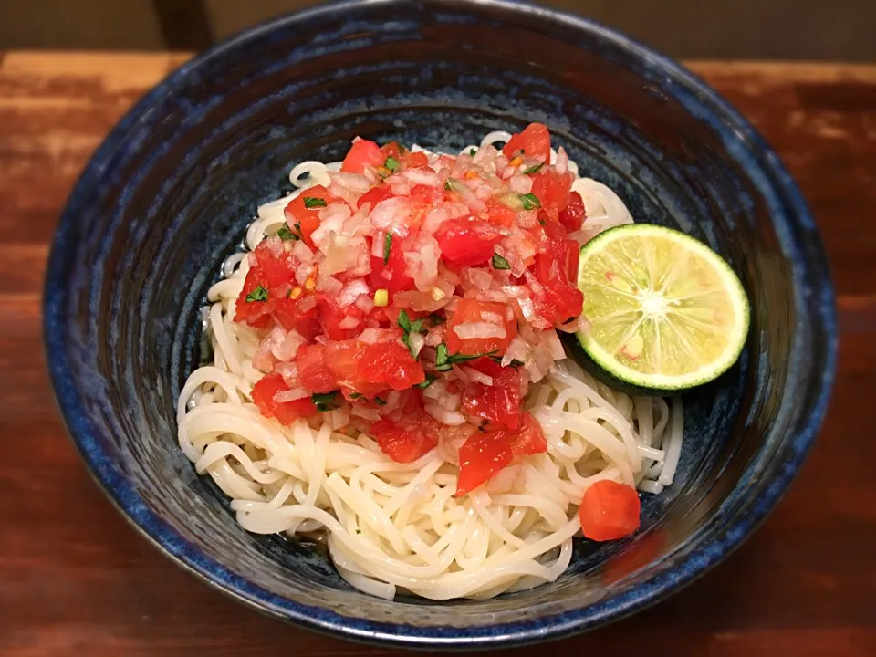 トマトぶっかけまぜめん2|半田手延べそうめんの店 阿波や壱兆さん