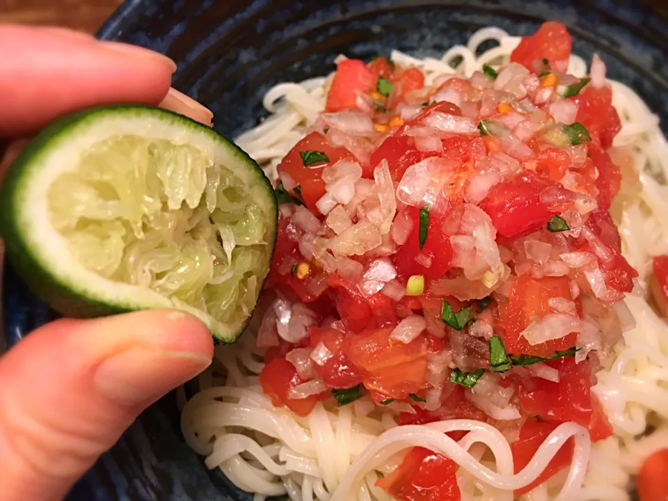 Snapdishの料理写真:トマトぶっかけまぜめん6|半田手延べそうめんの店 阿波や壱兆さん