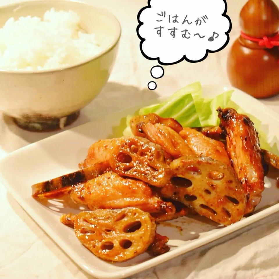 ご飯がすすむ～！鶏手羽中と蓮根のオーブン焼き鳥！簡単〜♪ - ふじたかなの"いつも美味しい！もの探し"|ふじたかなさん