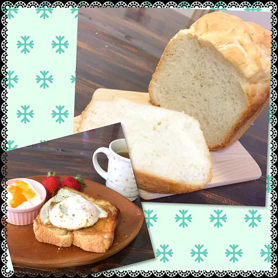 HBで焼いた食パン🍞de簡単モーニング😋😋😋|いしくん。（たまご王子🥚🐣🐥🐔）さん