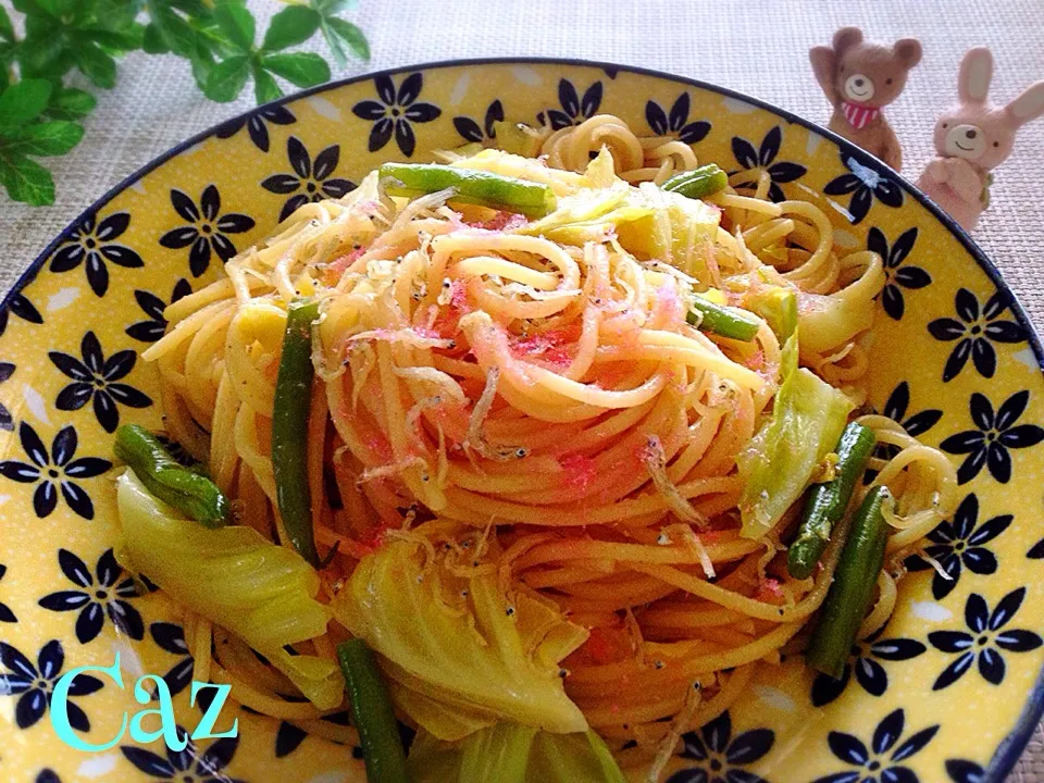 春キャベツとインゲンのワインスパ🍝|きゃずさん