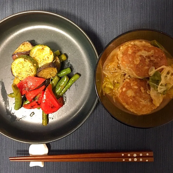 今日の晩酌。  グリル野菜のマリネと台湾風肉団子鍋|nasupiyukoさん