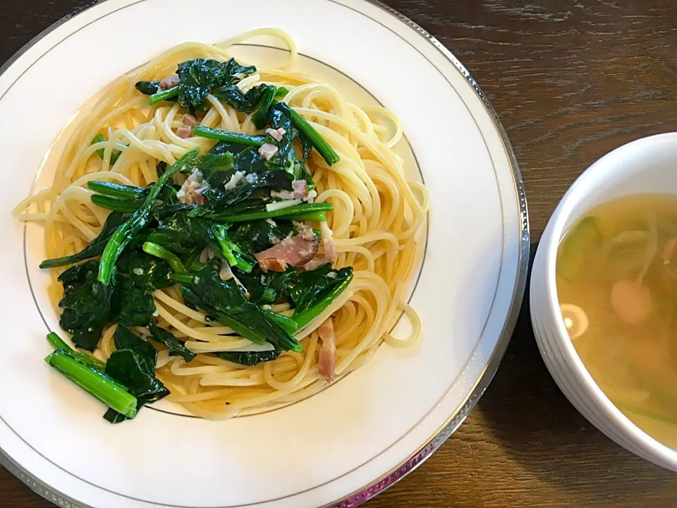 自家製ベーコンとほうれん草のパスタ|カドラさん