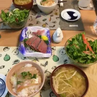 鯛茶漬け
醤油1みりん小1しょうがに漬け込んで
出汁をかけて|はなおさん