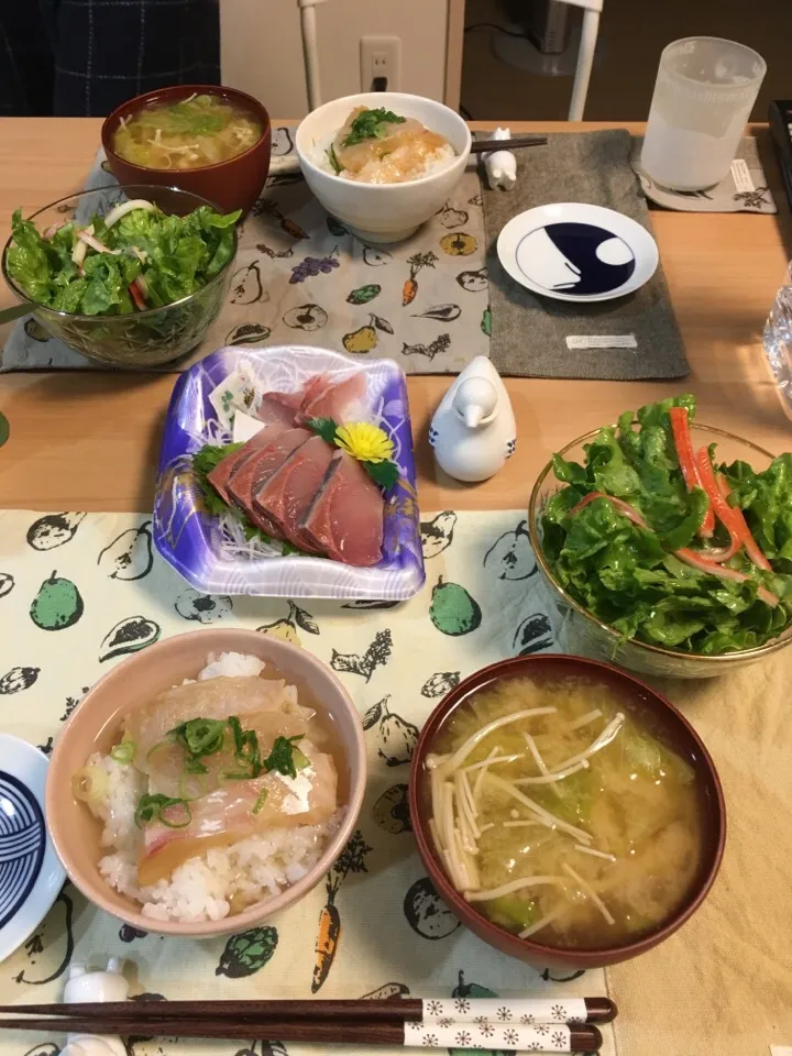 鯛茶漬け
醤油1みりん小1しょうがに漬け込んで
出汁をかけて|はなおさん