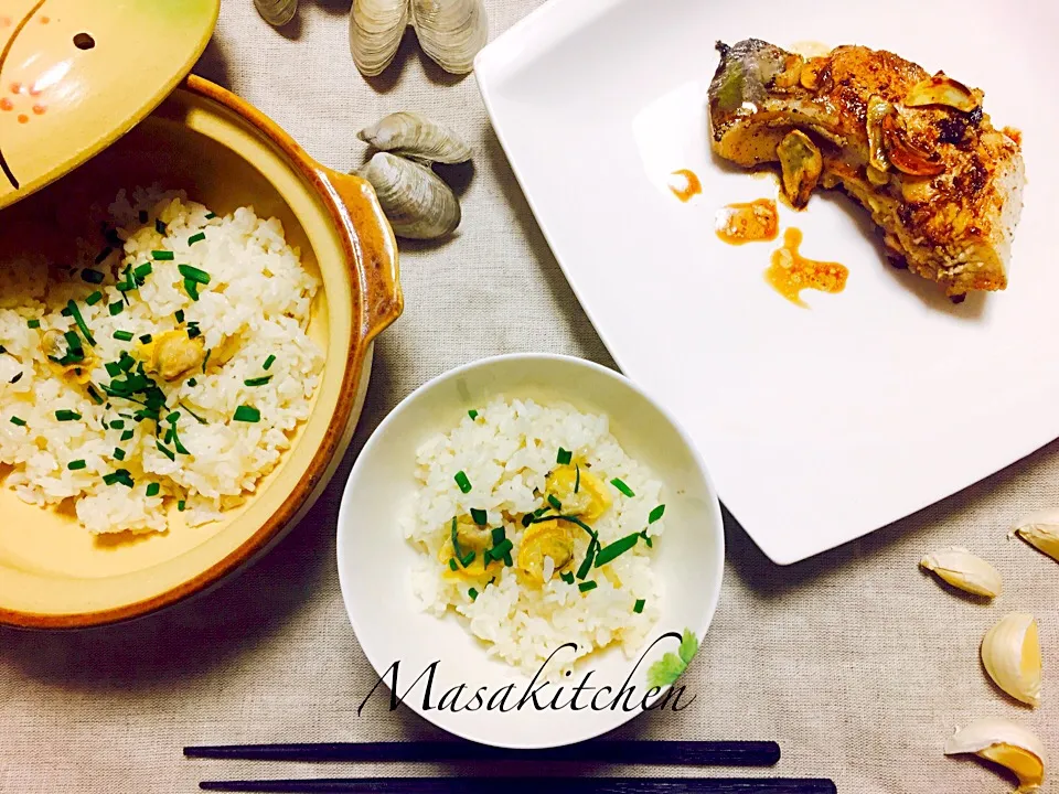 Clam Mixed Rice with Yellowtail Collar Steak|Masakiさん