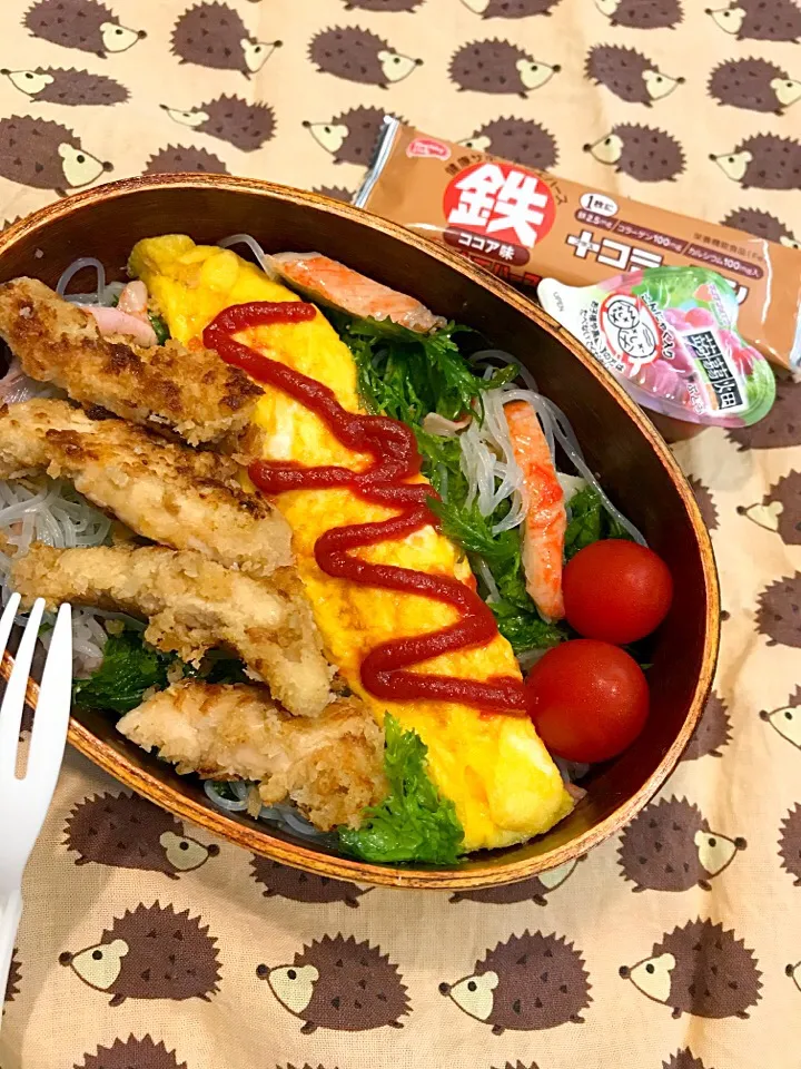 パパたろ弁当

雑穀ごはん
春雨サラダ
ミニトマト
オムレツ
ささみカツ|ひななぎさん