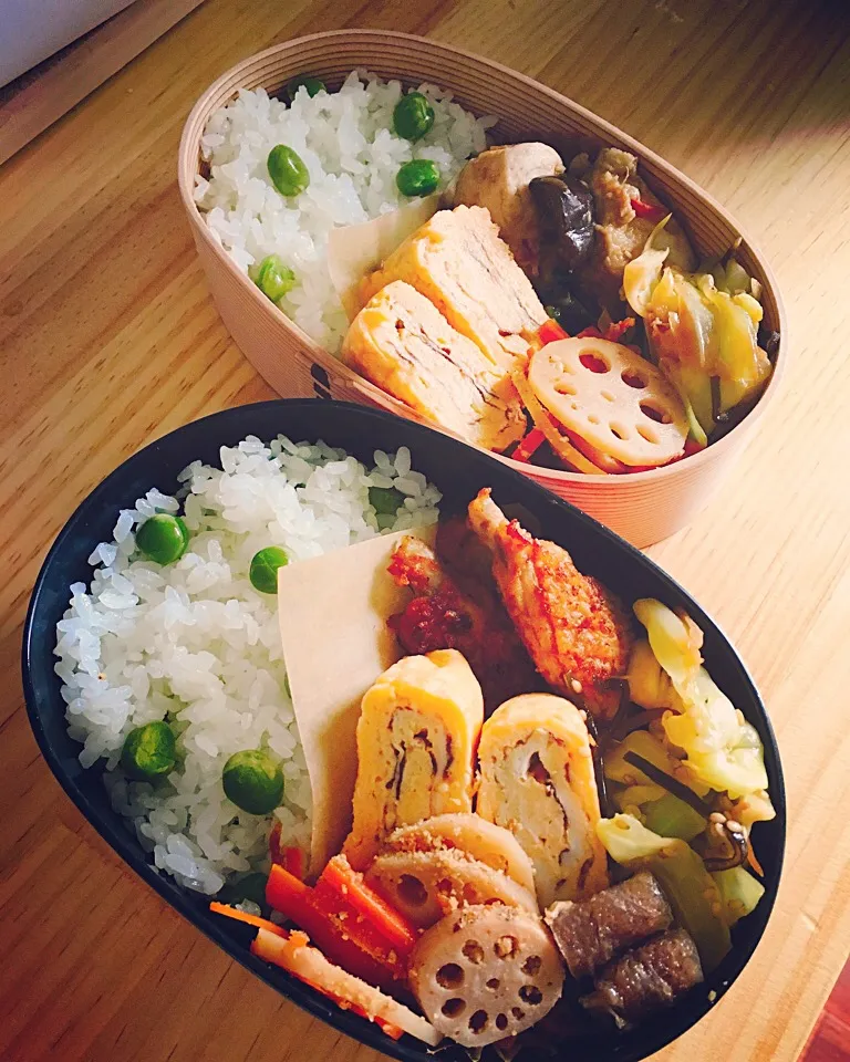 Snapdishの料理写真:今日のおべんとう♡

#お花見#お弁当 #甘酒卵焼き#凍りこんにゃく炒め#手羽中唐揚げ#なすと鶏肉の中華炒め#れんこんのきんぴら #まめごはん|ゆかさん